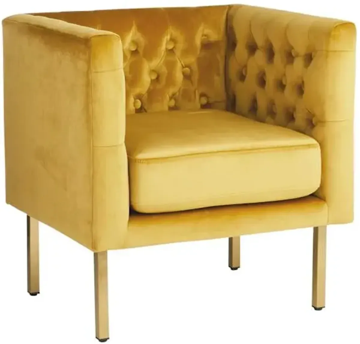 Crosby St. Bendell Velvet Tufted Accent Chair, Yellow