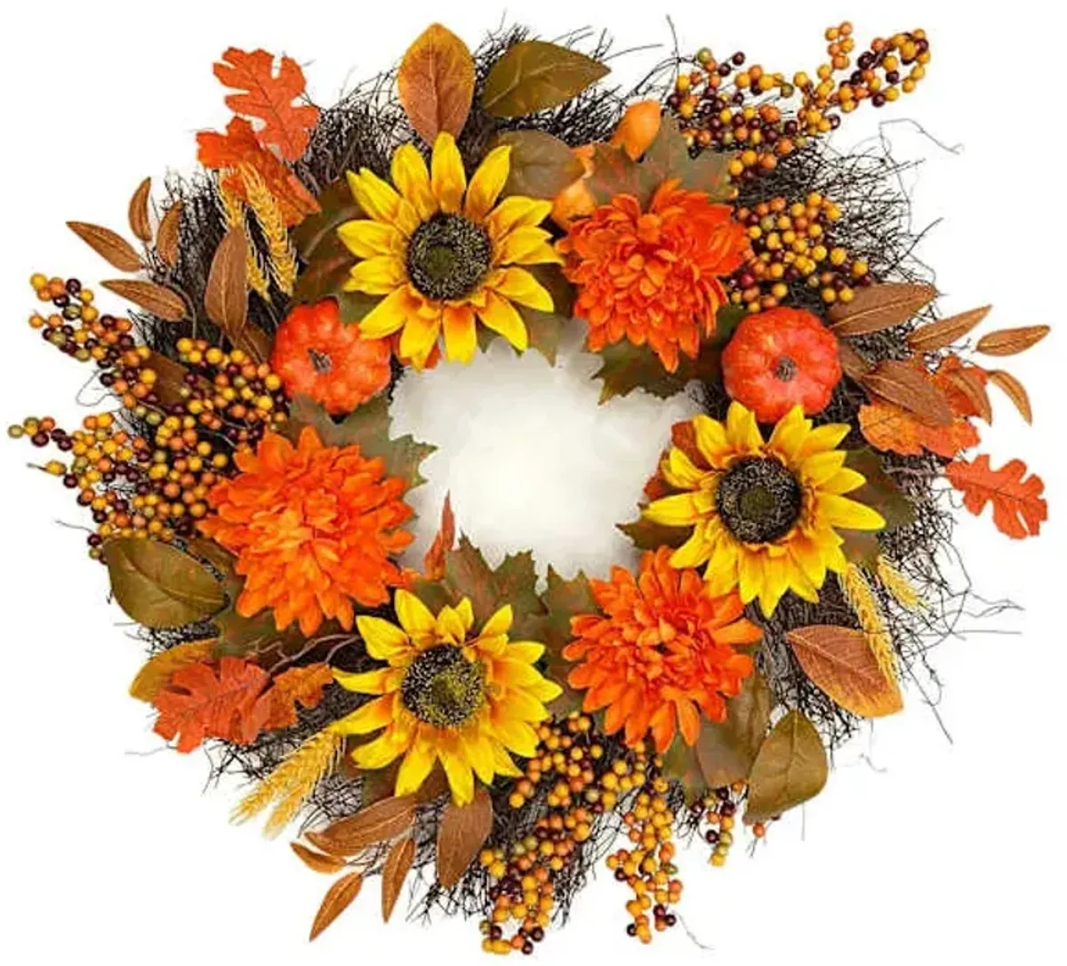 Fall Yellow Sunflower Floral Wreath, 24"