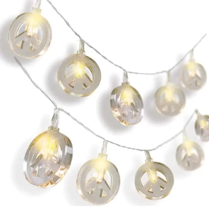 LED Peace Symbol String Lights
