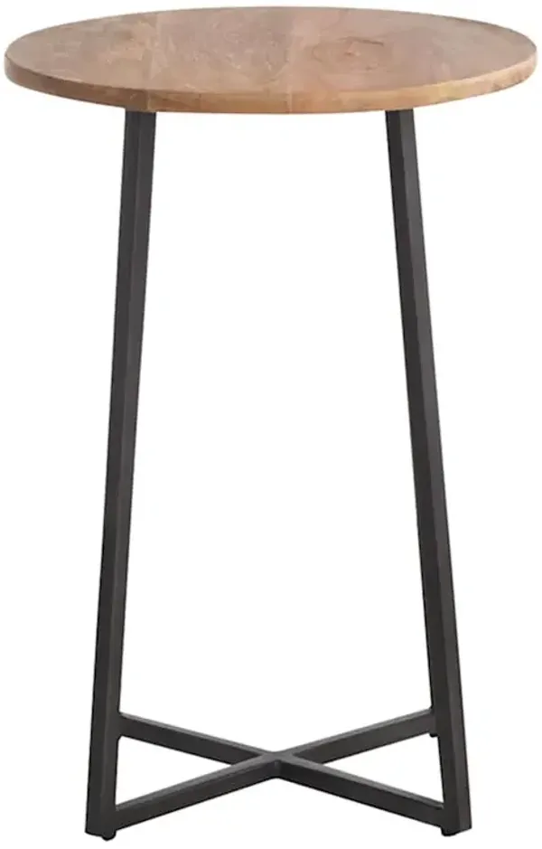 Quin Wooden Top with Cross Base Accent Table