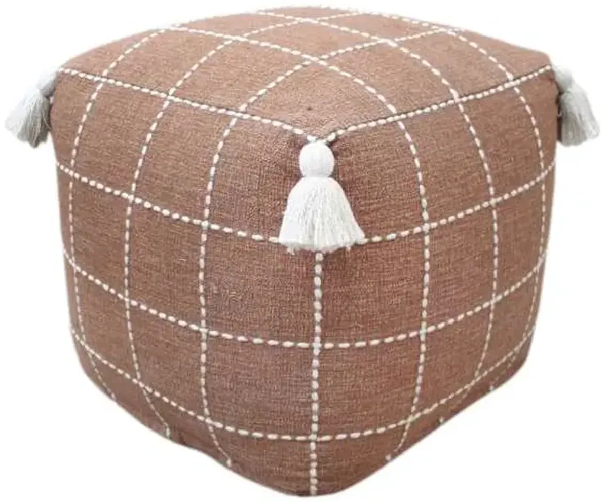 Shiva Woven Pouf, Brown