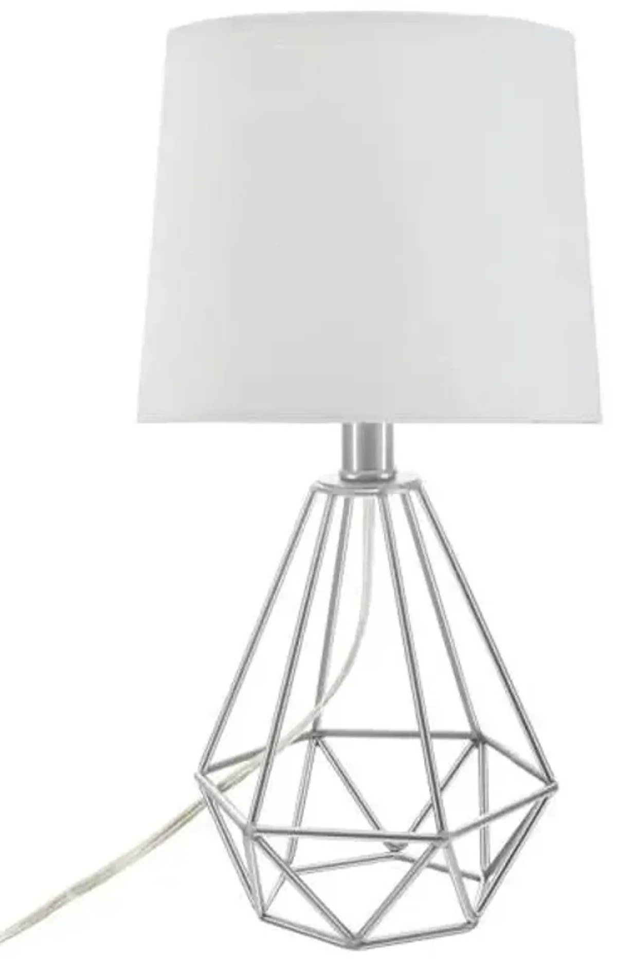 Silver Metal Wire Small Table Lamp with Shade, 17"