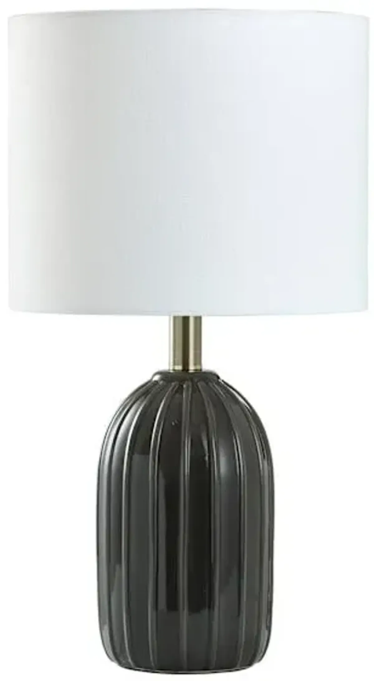 Black Ribbed Accent Lamp with Shade, 18"