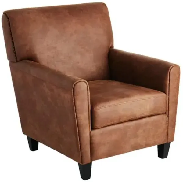 Honeybloom Dylan Faux Leather Accent Chair, Brown