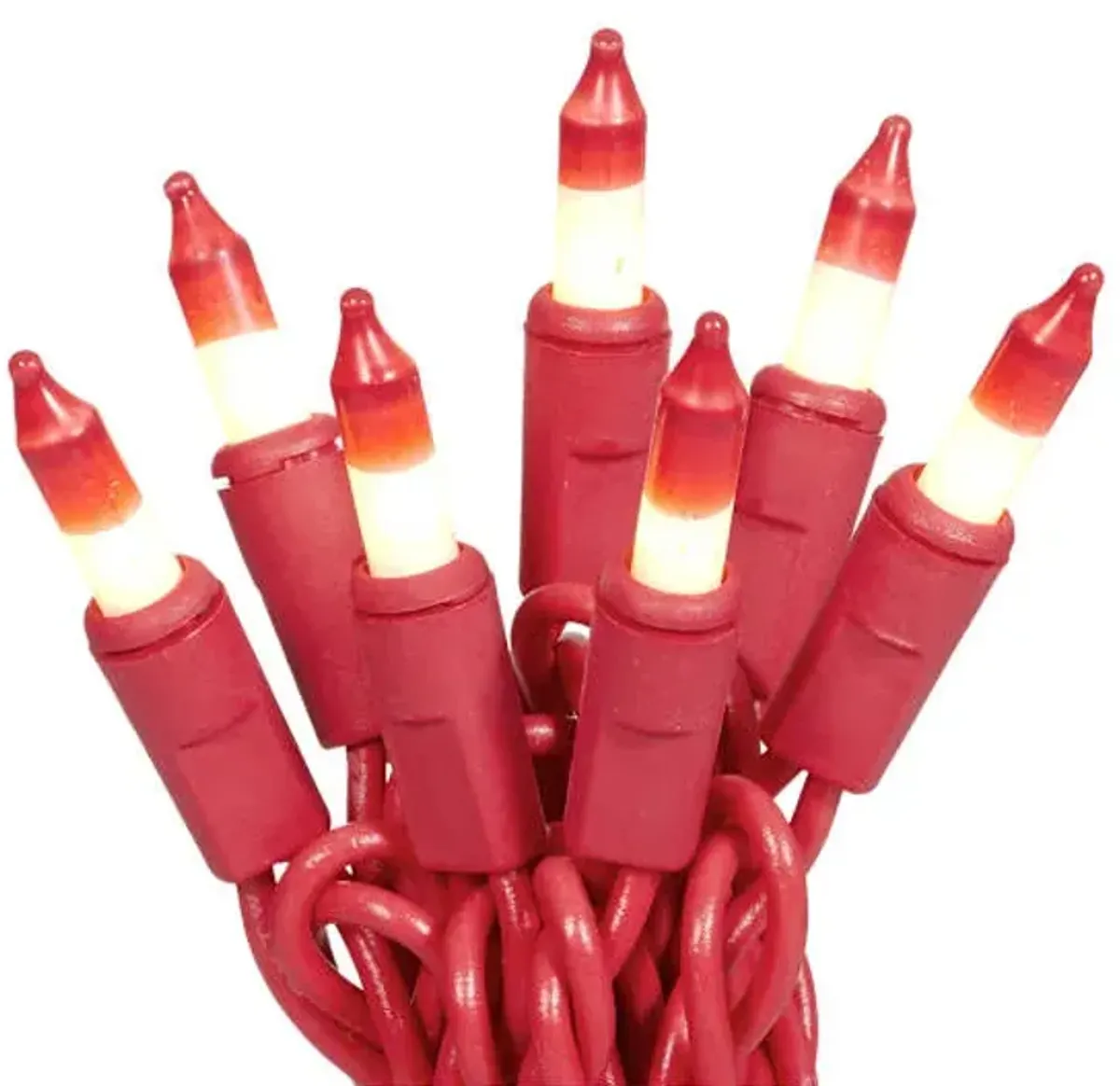 50-Count Red & White Mini String Lights with Red Wire