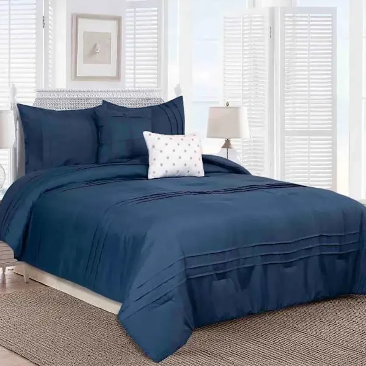5-Piece Logan Navy Blue Comforter Set, King