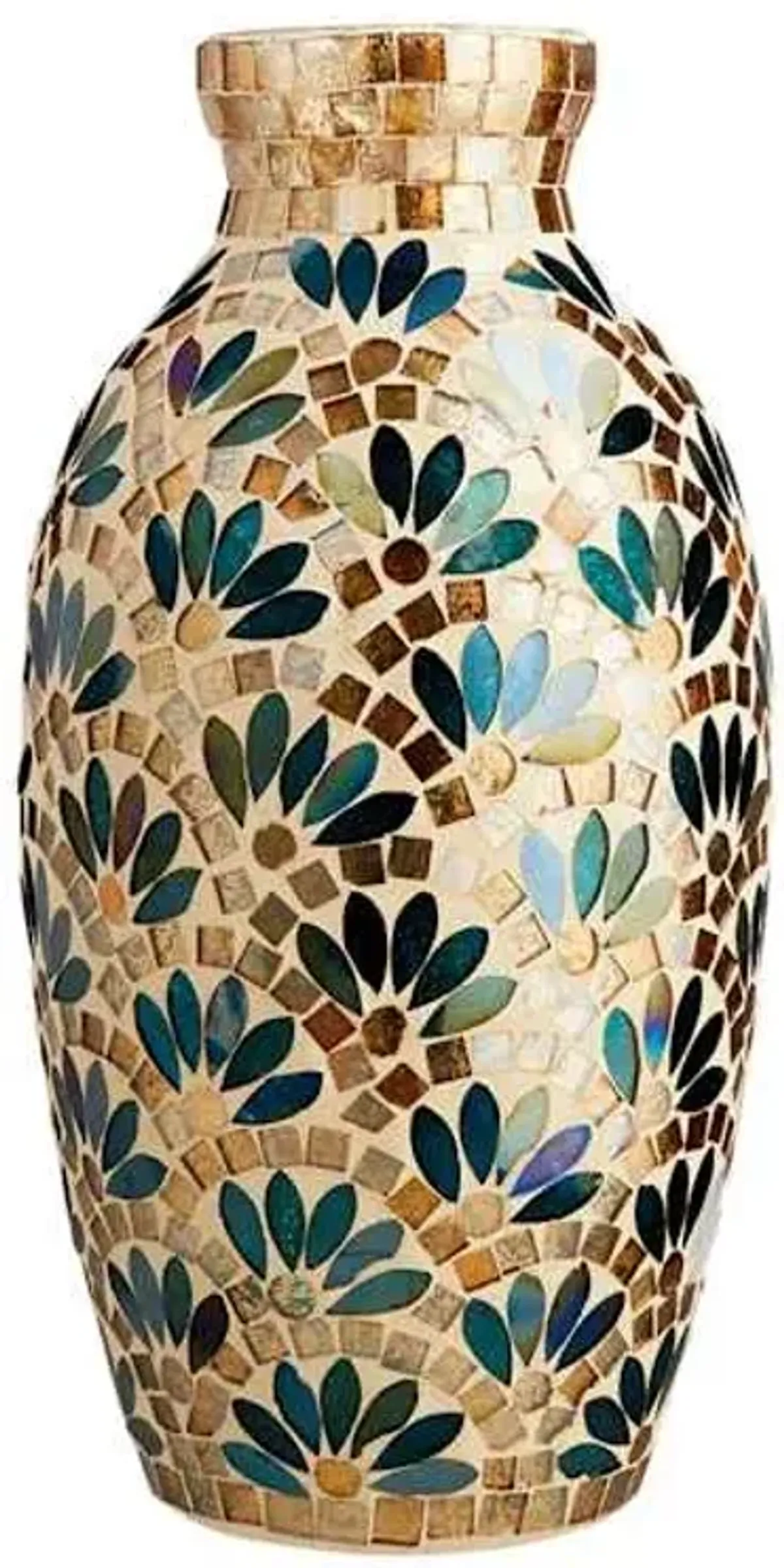 Tracey Boyd Green Fan Mosaic Vase, 12"