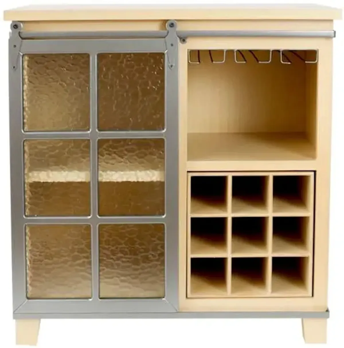 Suzanne Wood & Metal Barn Door Wine Cabinet