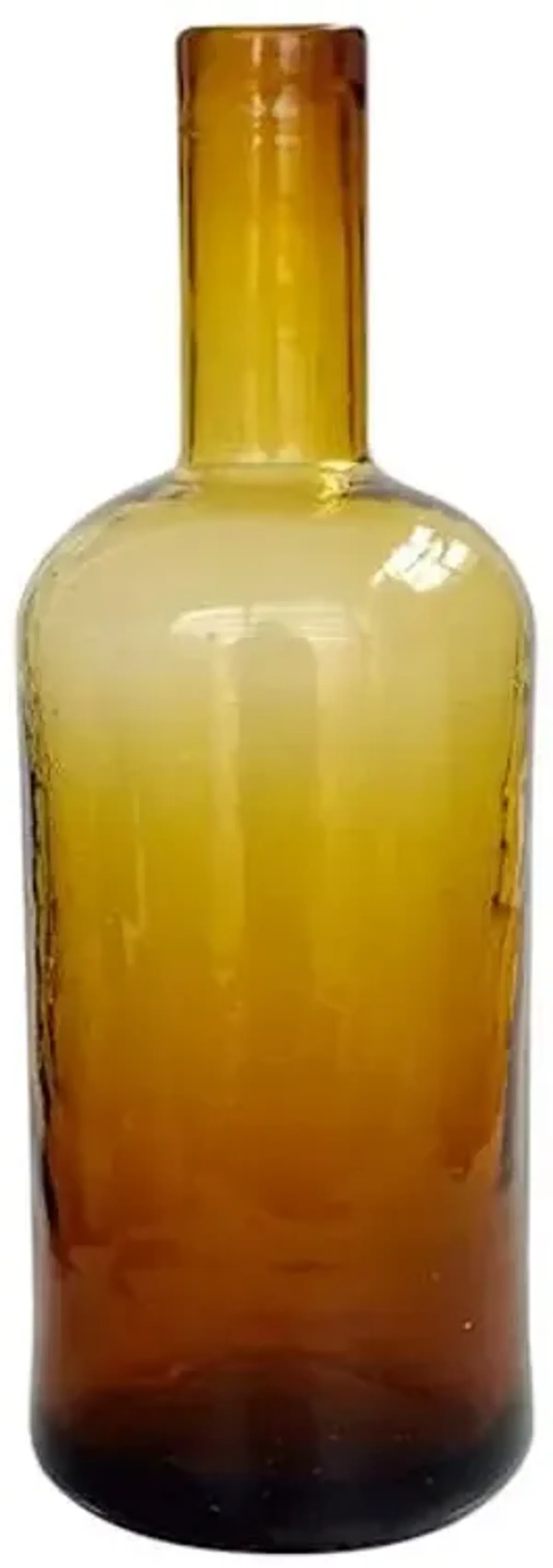 Amber Bottle Flower Vase, 8"