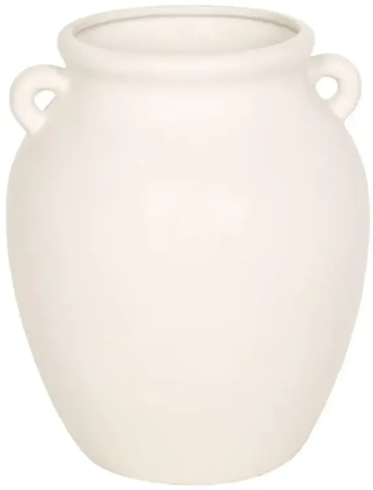 White Ceramic Vase with Handles, 9"