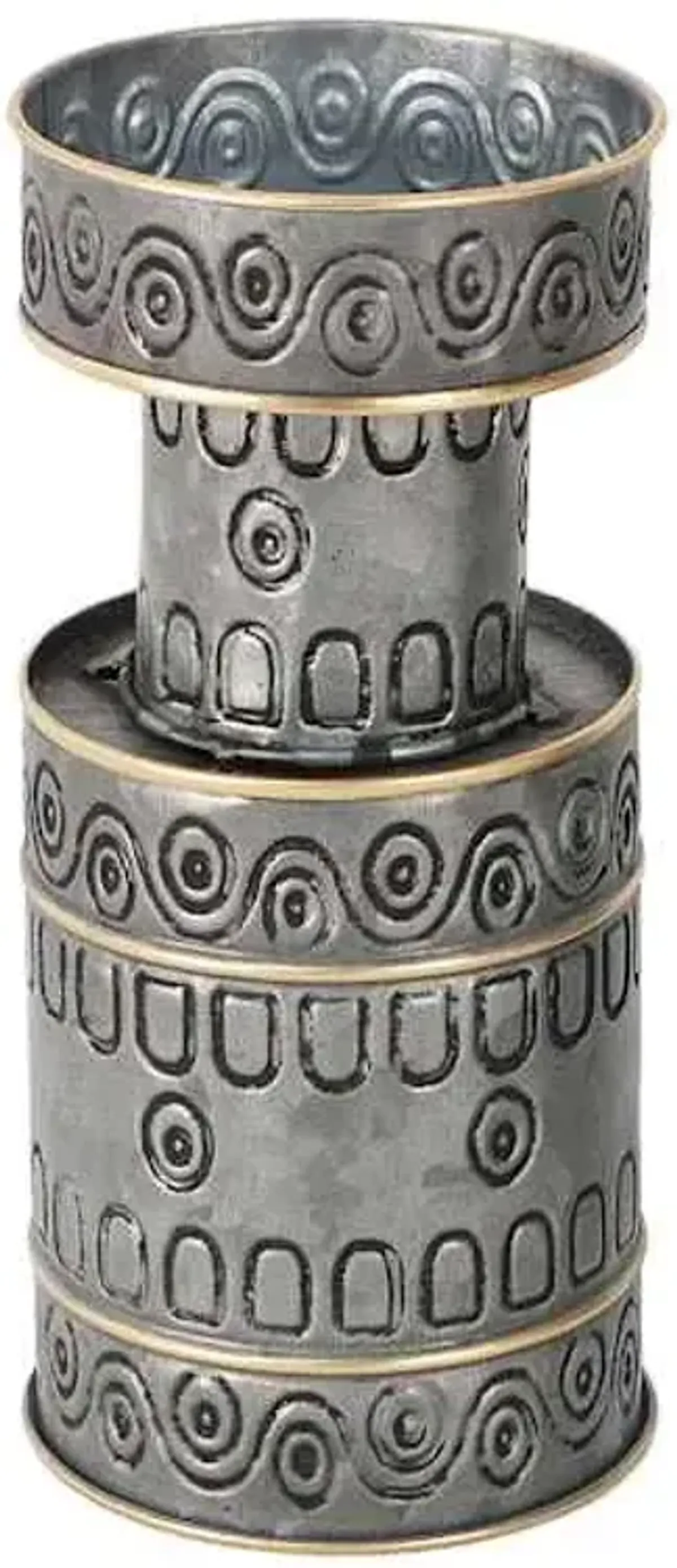 Tracey Boyd Metal Embossed Pillar Candle Holder, 8.5"