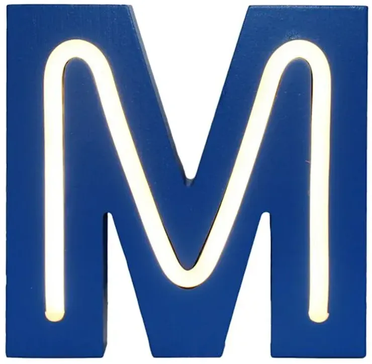 Tiny Dreamers 6" Blue LED Monogram Letter, M