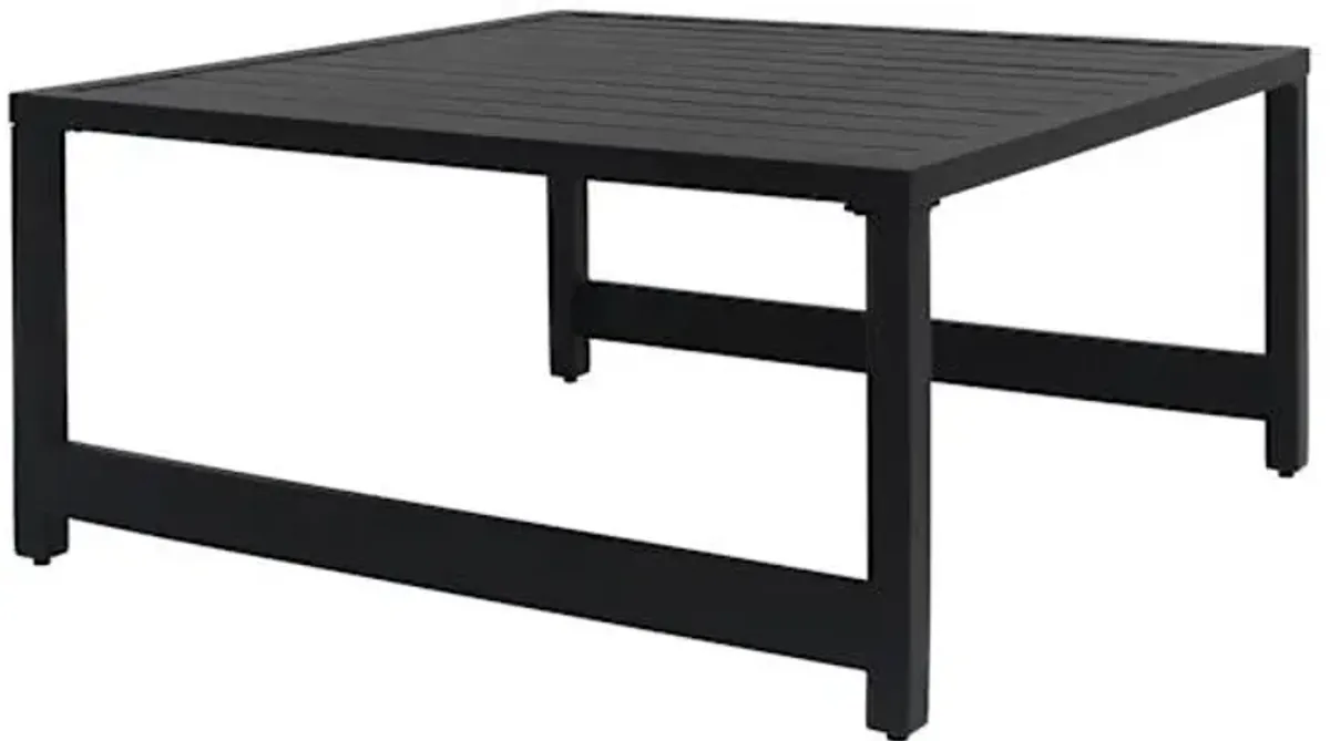 Soho Black Steel Slat Patio Coffee Table, 39.2"