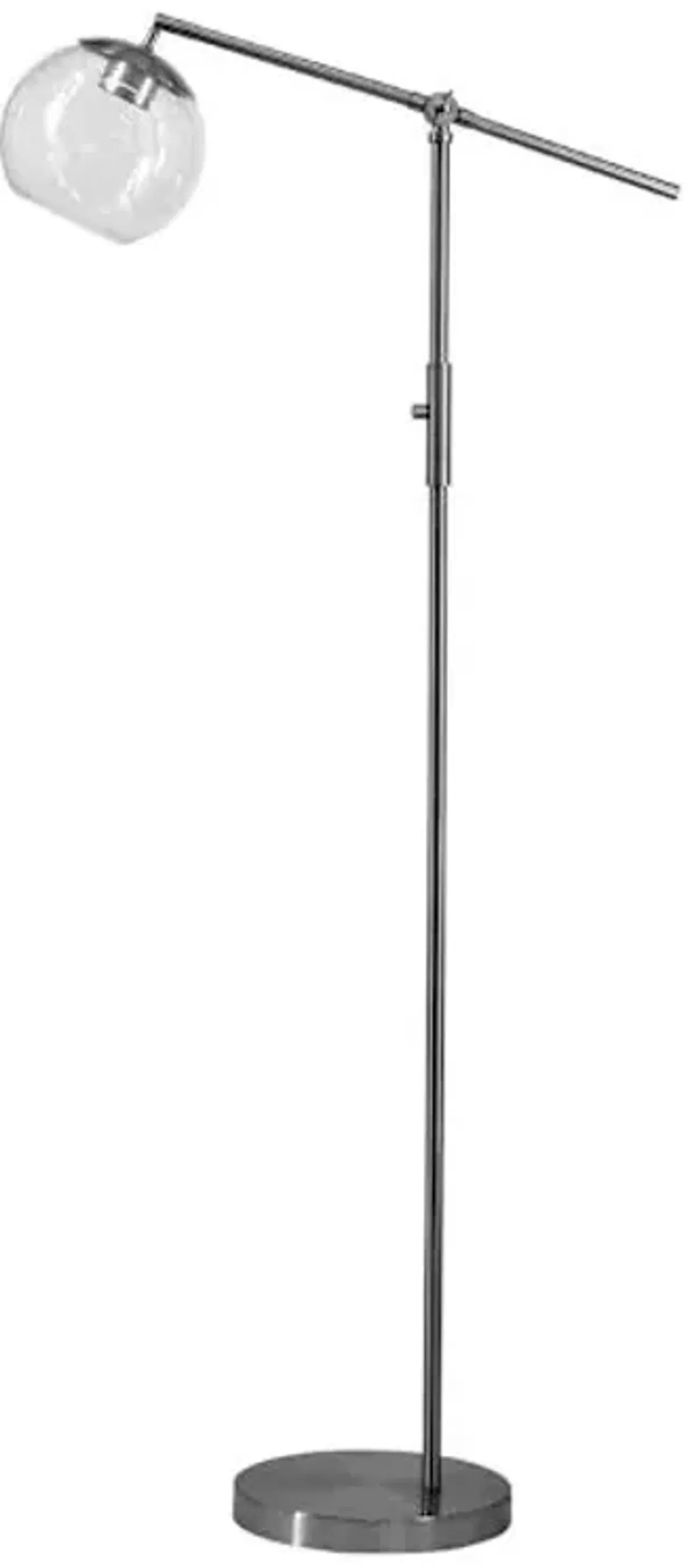 Glass & Silver Task Floor Lamp with Seeded Glass Shade, 59"