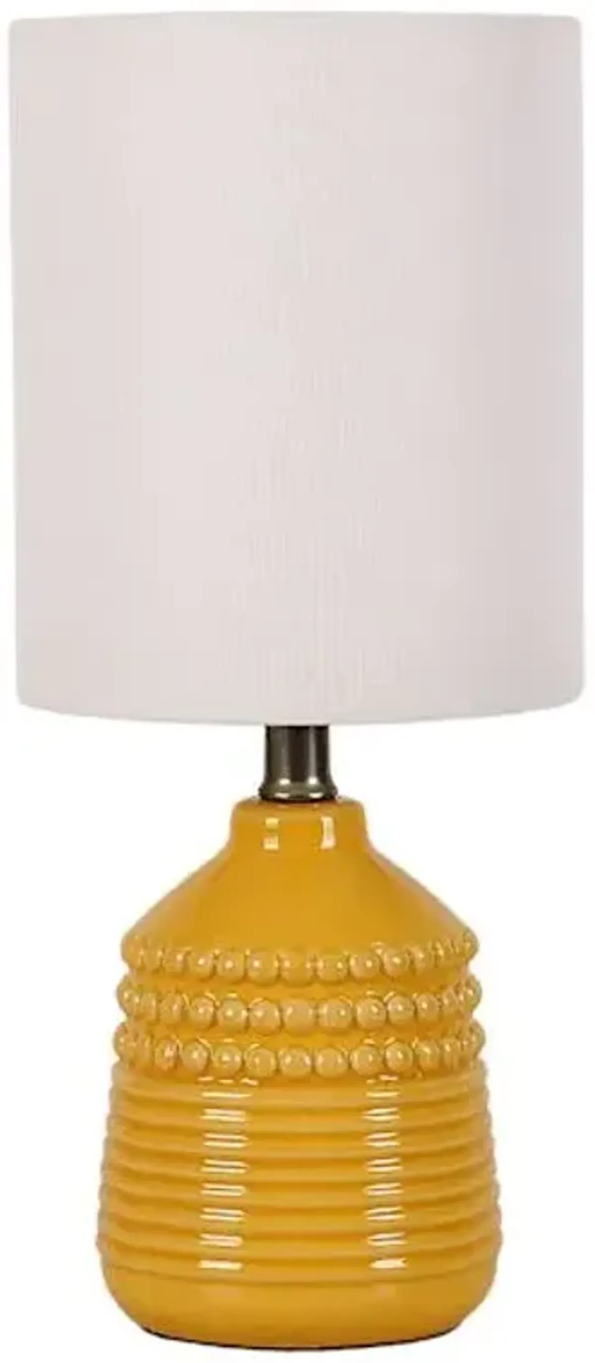 Yellow Dot Ceramic Mini Table Lamp with Shade, 12"