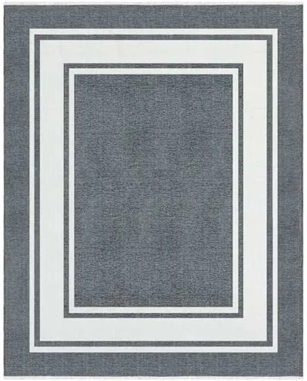 (B841) Noa Grey Border Washable Area Rug, 8x10