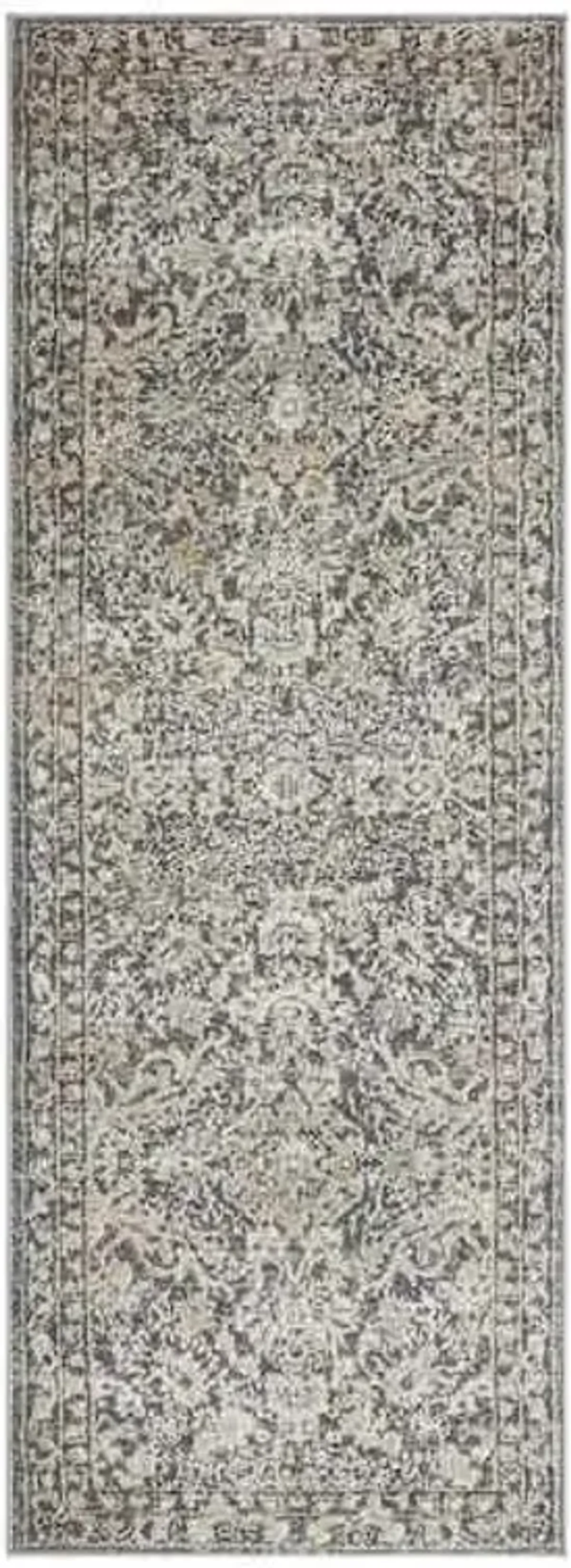 (B849) Providence Villa Grey Floral Runner, 2x6