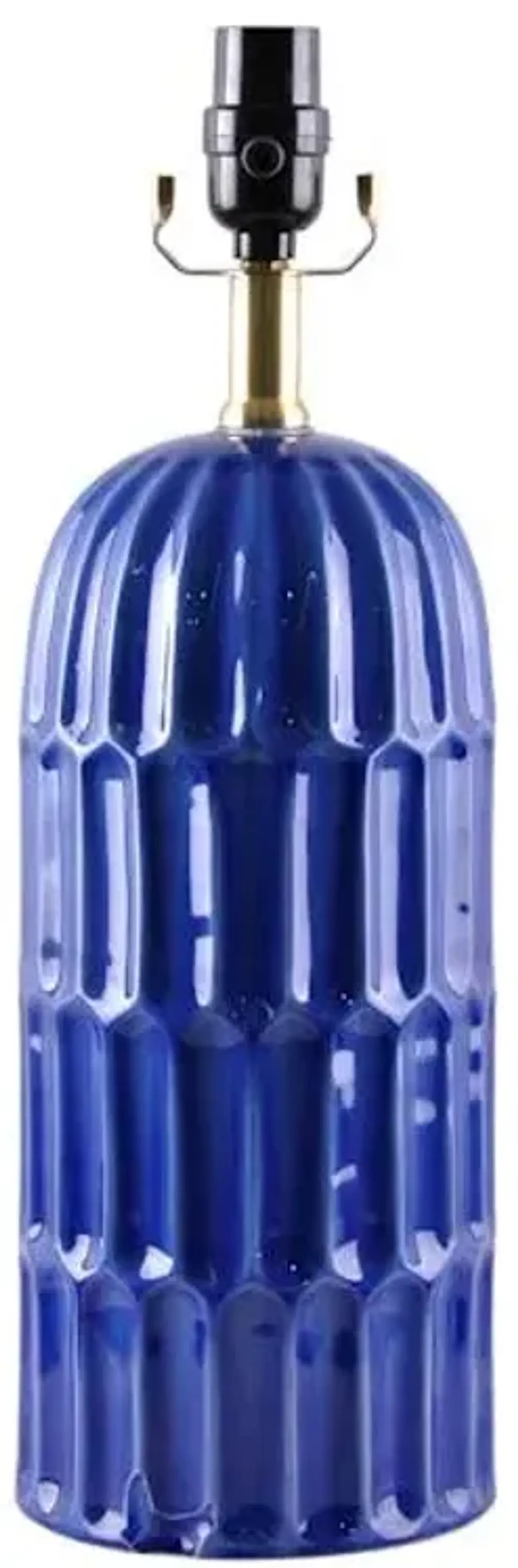 Blue Textured Column Lamp 18In