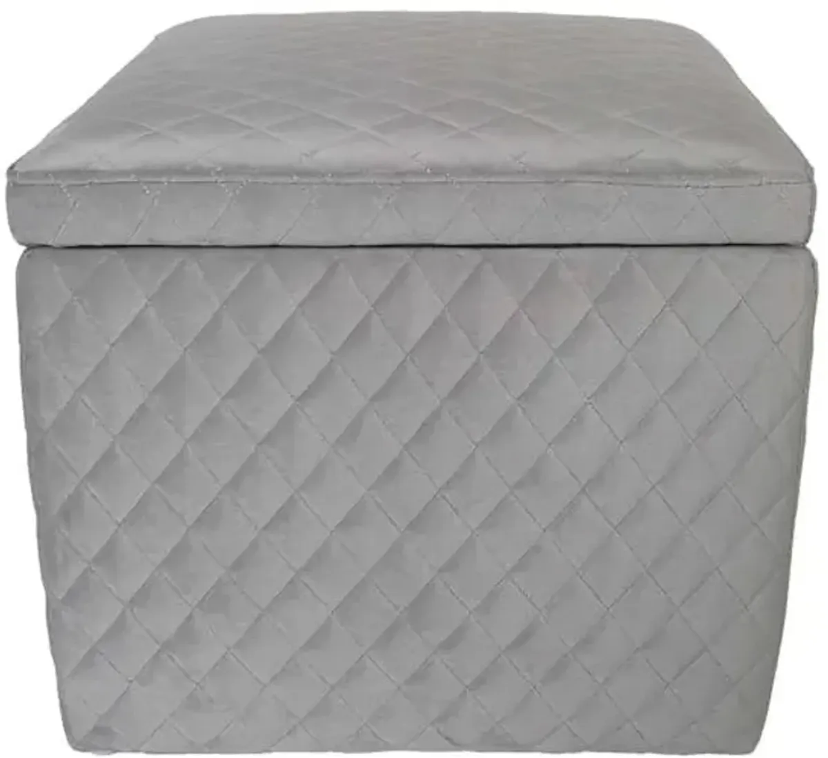 Jada Velvet Square Storage Ottoman, Grey