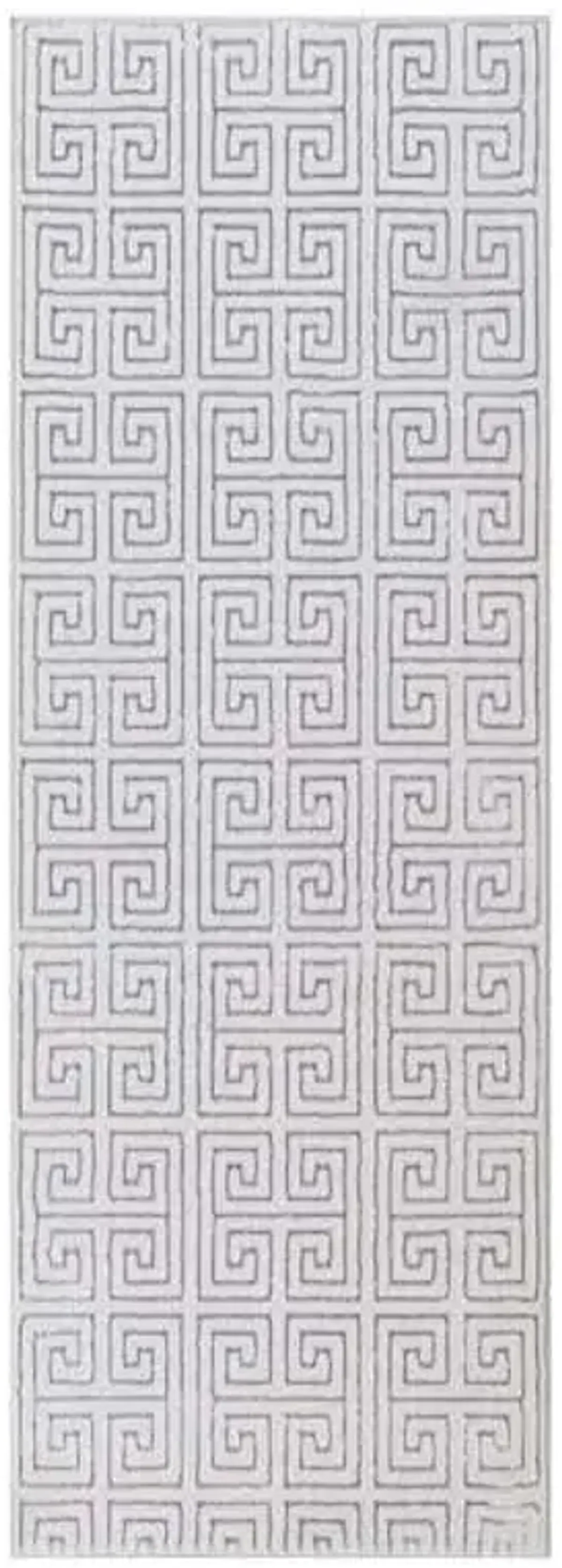 (B839) Providence Onix Grey Greek Key Runner, 2x6
