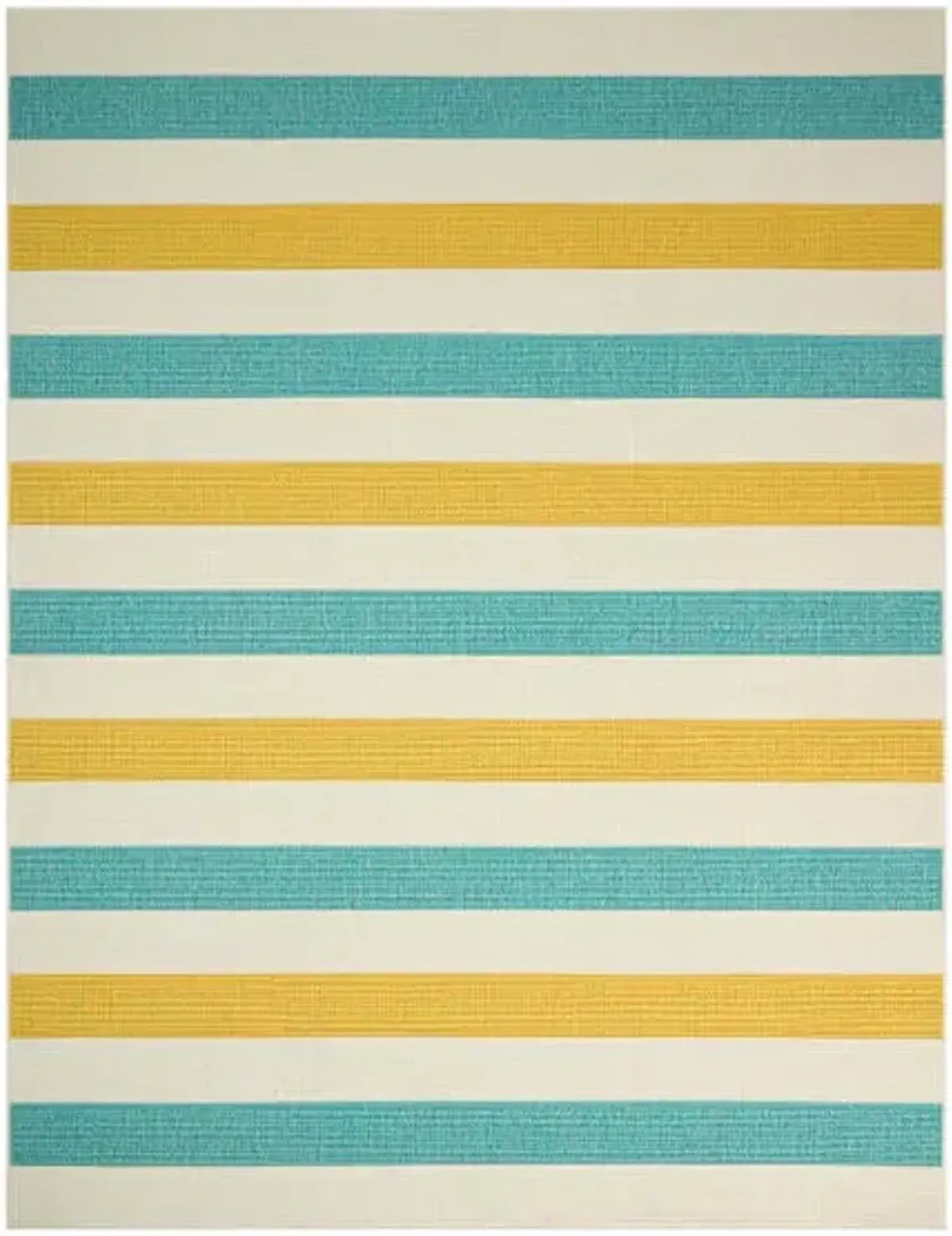 (E468) Ember Blue & Yellow Striped Outdoor Area Rug, 8x10