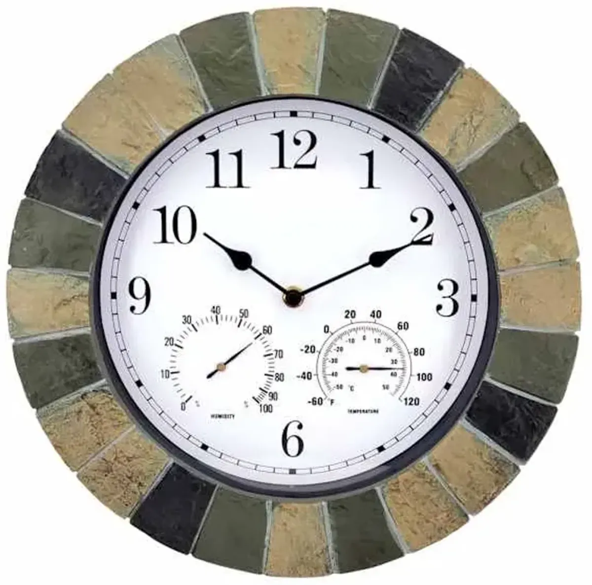 Outdoor Clock with Thermometer & Hygrometer, 13.5"