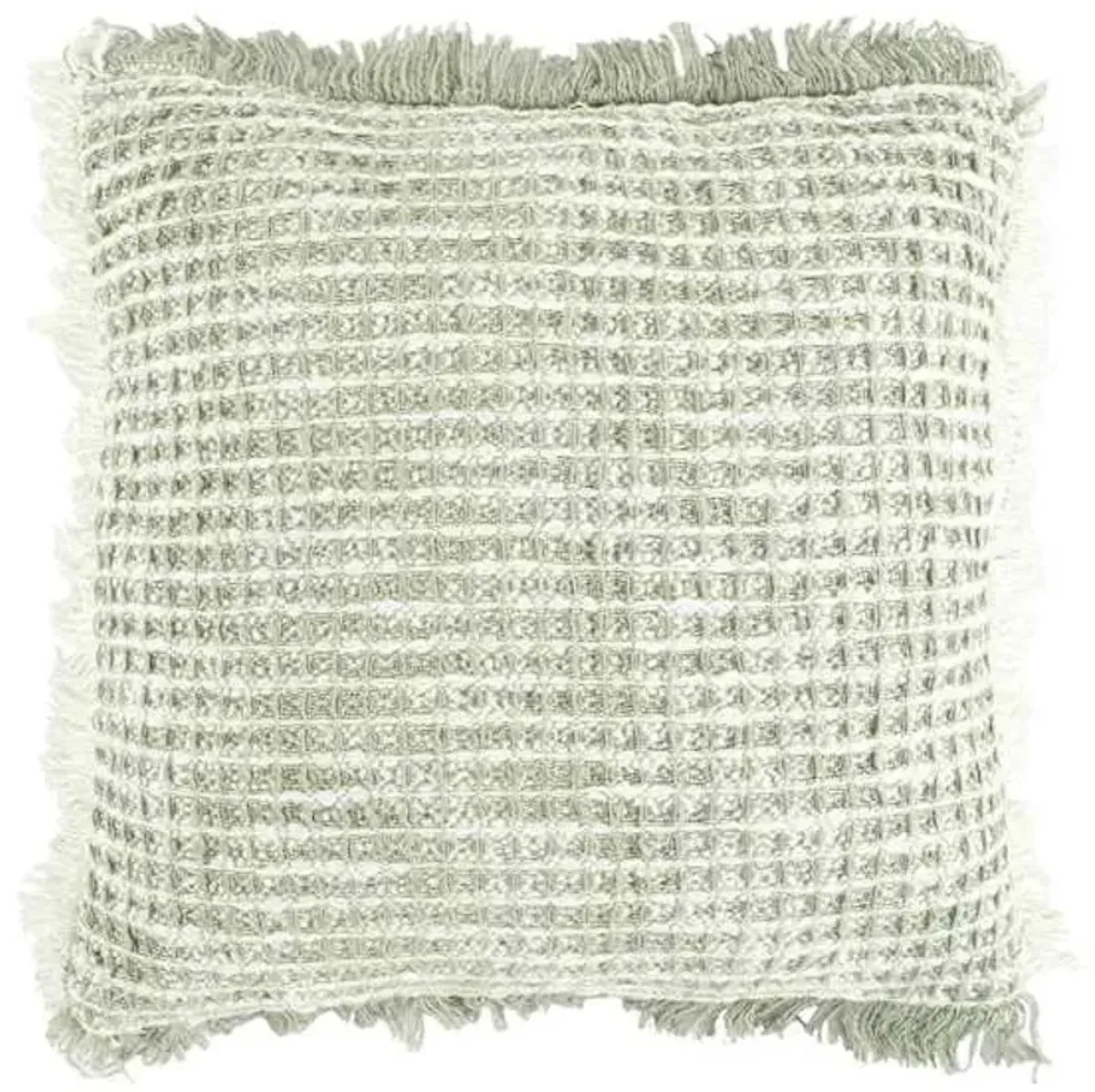 Delphi Sage Waffle Fringe Throw Pillow, 21"