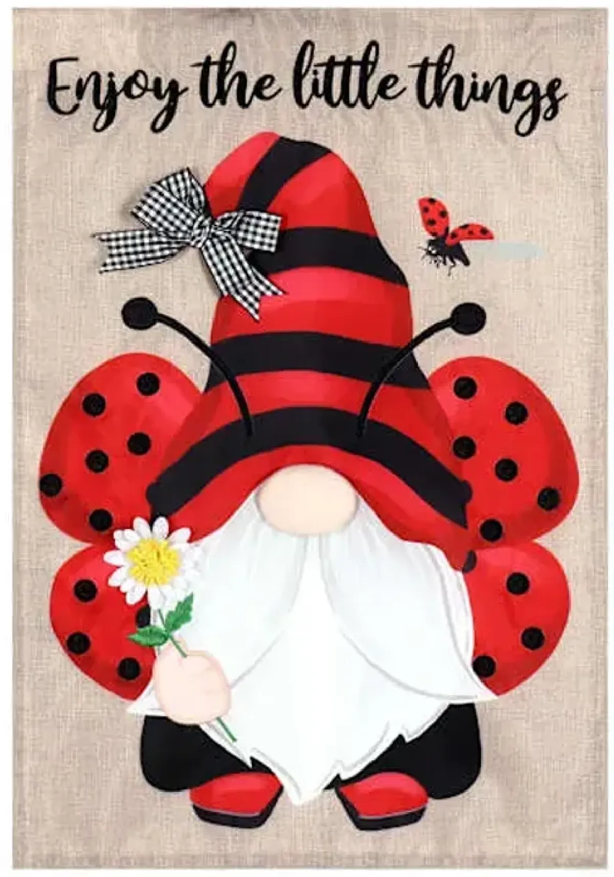 Ladybug Gnome Garden Flag, 18"
