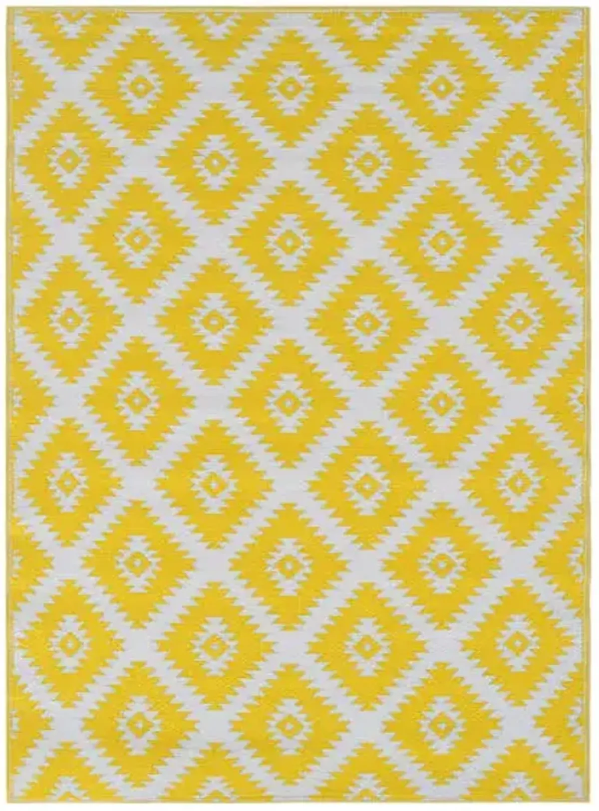 Yellow Diamond Design Plastic Outdoor Area Rug, 5x7