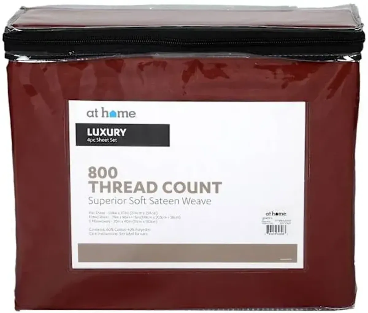4-Piece Red 800 Thread Count Luxury Sateen Sheet Set, King