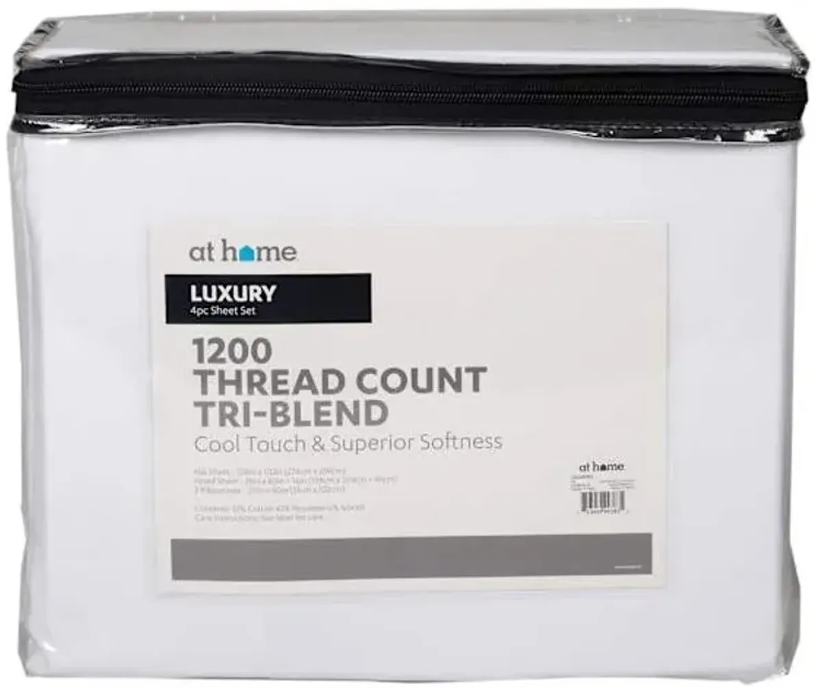 4-Piece White 1200 Thread Count Cool Touch Luxury Sheet Set, King