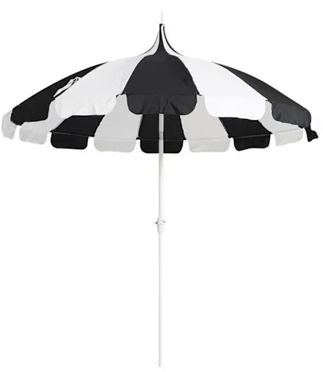 Black & White Tip-Top Round Umbrella with Flaps, 9'