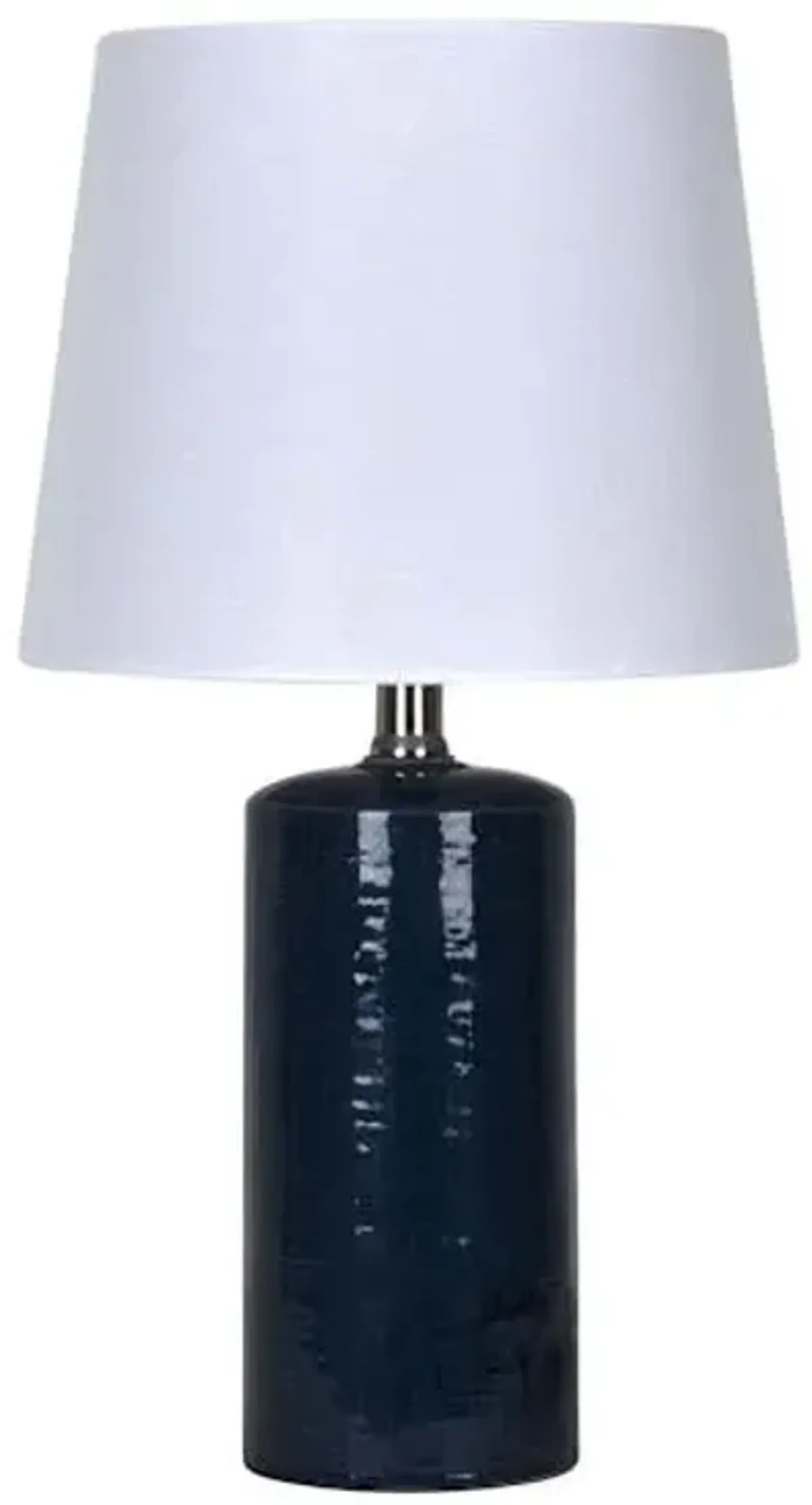 Dark Blue Ceramic Small Table Lamp with Shade, 18"