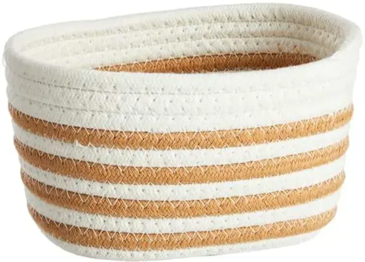 Glam Tan Stripe Rectangle Bins-Medium