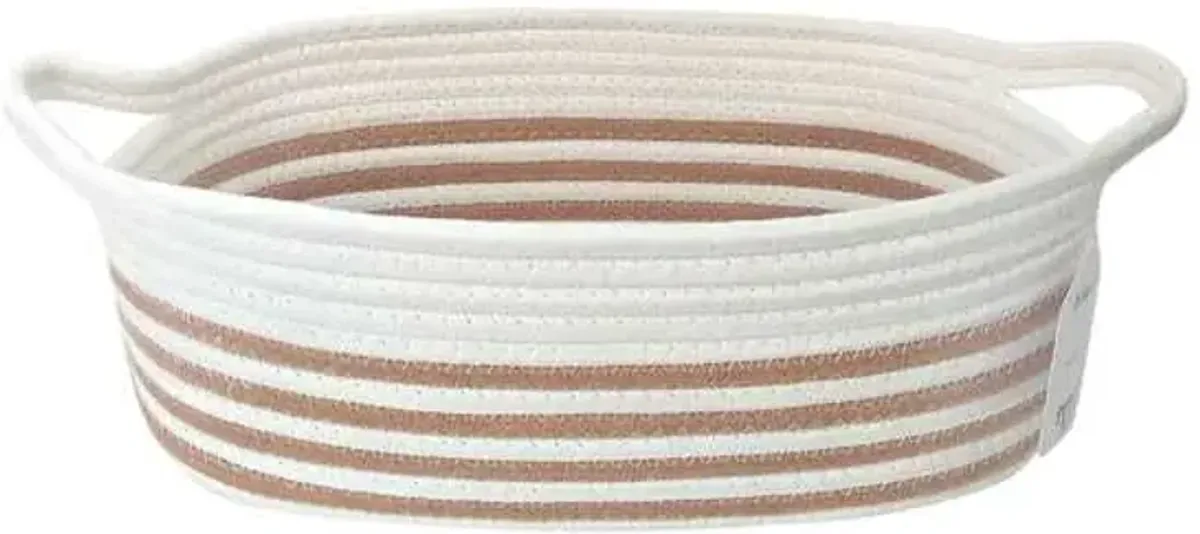 Glam Tan Striped Rectangle Storage Bin, Medium