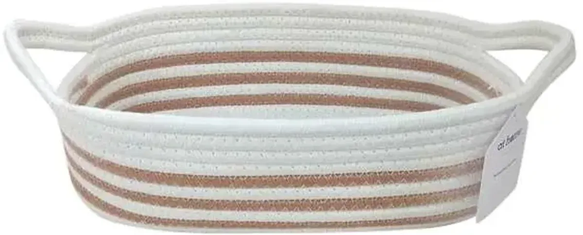 Glam Tan Striped Rectangle Storage Bin, Small