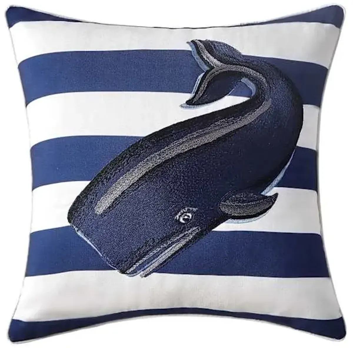 Whale Striped Outdoor Throw Pillow, 16"