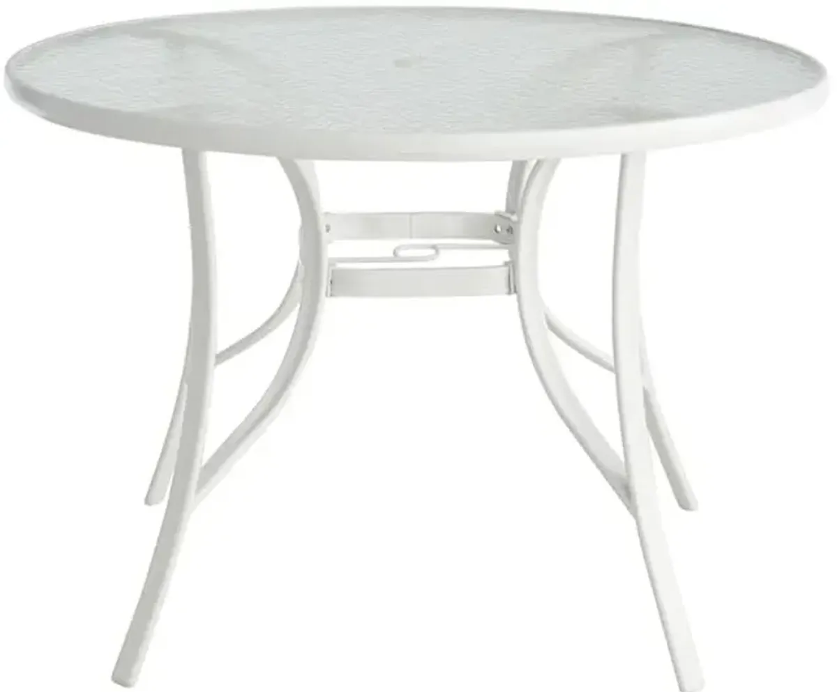 Woodhill Round Wavy Glass Patio Dining Table, White