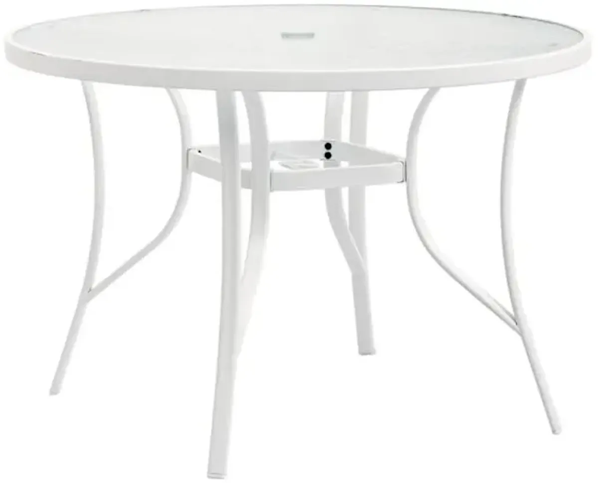 Woodhill Round Wavy Glass Patio Dining Table, White