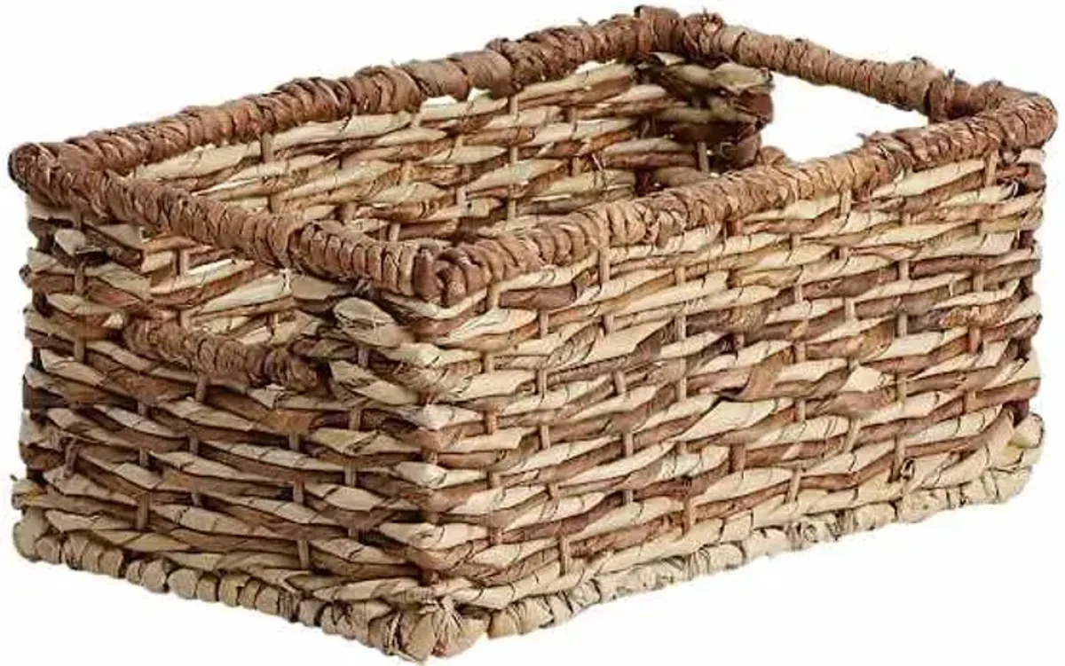 Bacburi Woven Abaca Rectangle Shelf Storage Tote, Medium