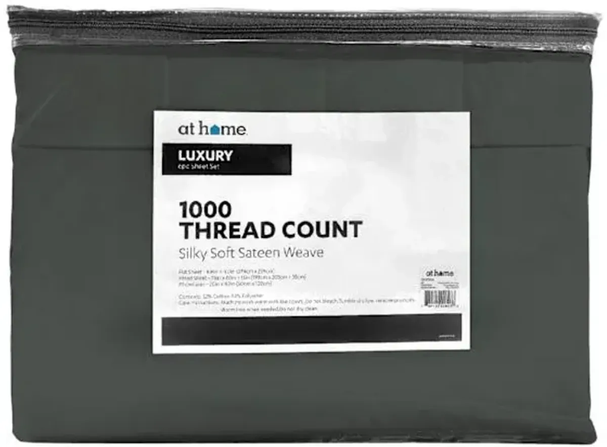 6-Piece Charcoal Grey 1000 Thread Count Cotton Blend Sateen Sheet Set, King