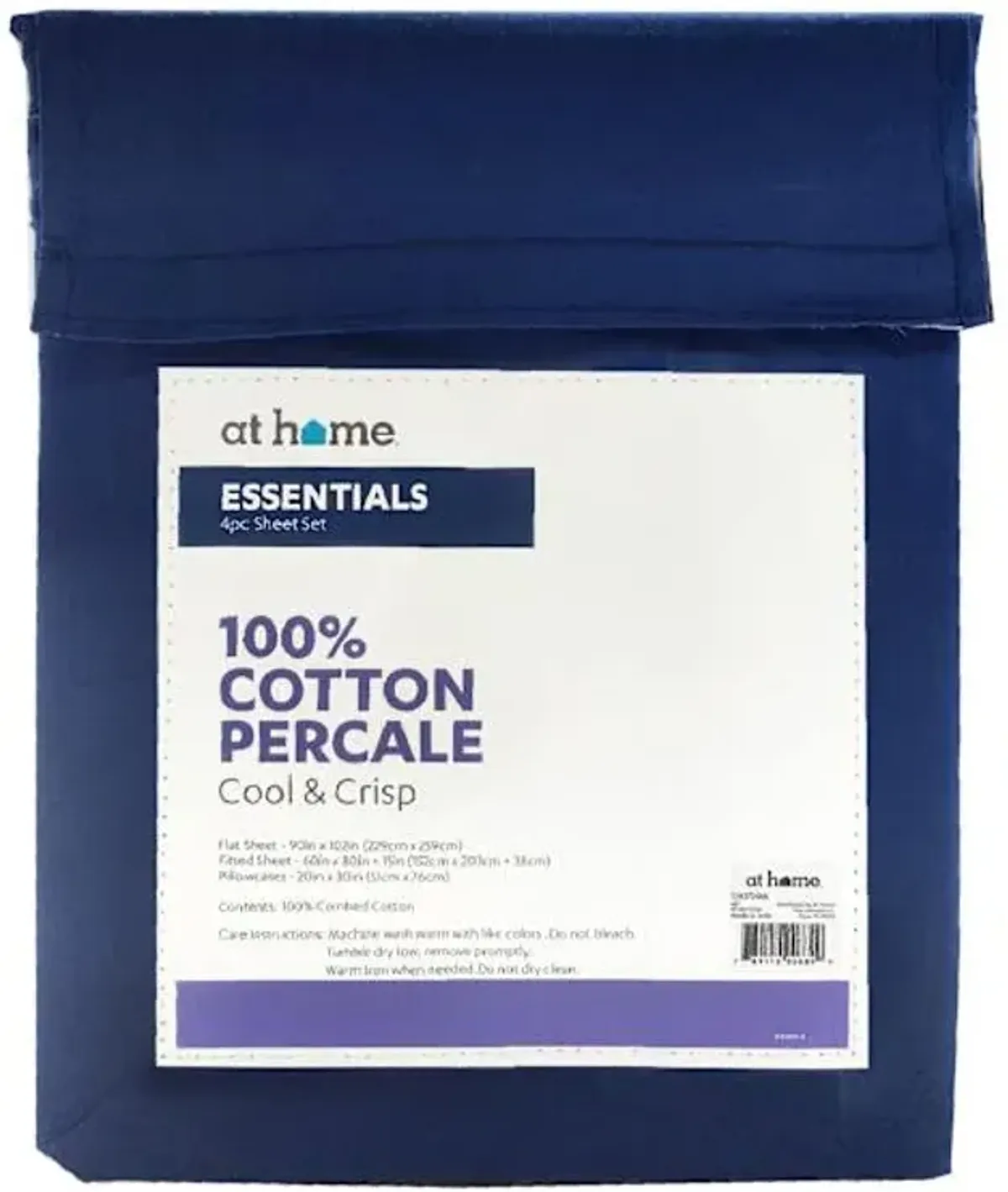 4-Piece Navy Blue 200 Thread Count Cotton Essentials Sheet Set, Queen