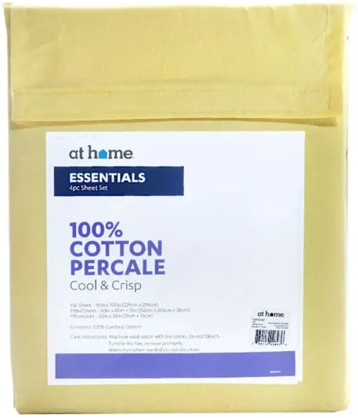 4-Piece Pale Banana 200 Thread Count Essentials Sheet Set, Queen