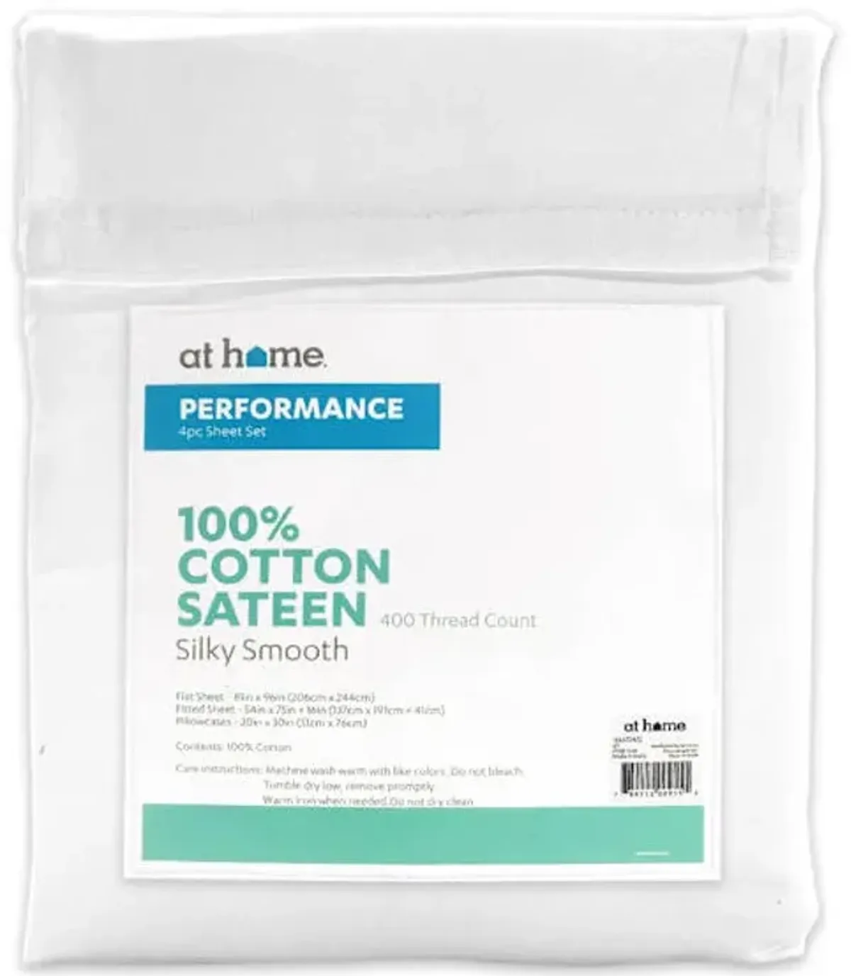 4-Piece White 400 Thread Count Cotton Performance Sheet Set, Full