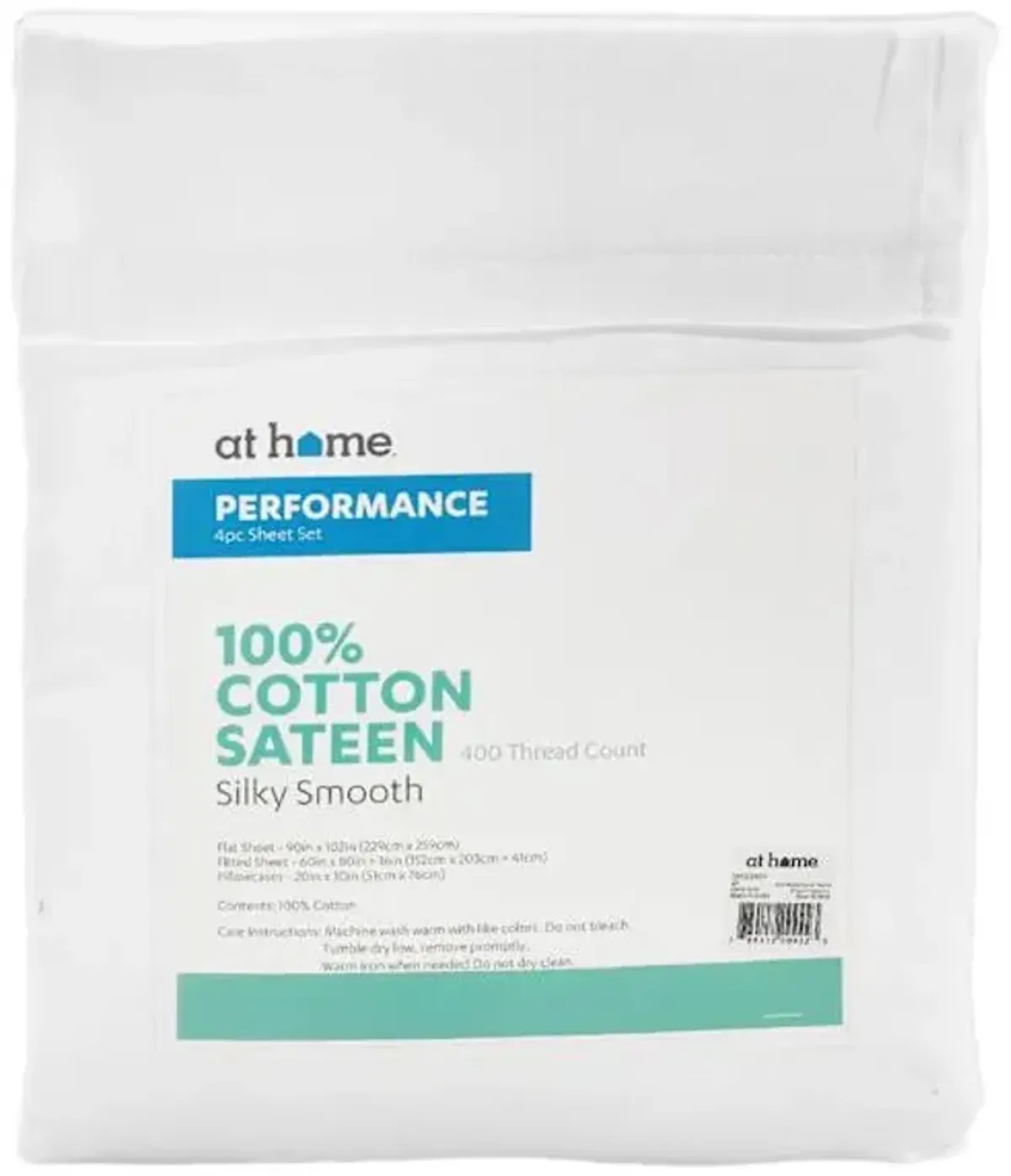 4-Piece White 400 Thread Count Cotton Performance Sheet Set, Queen