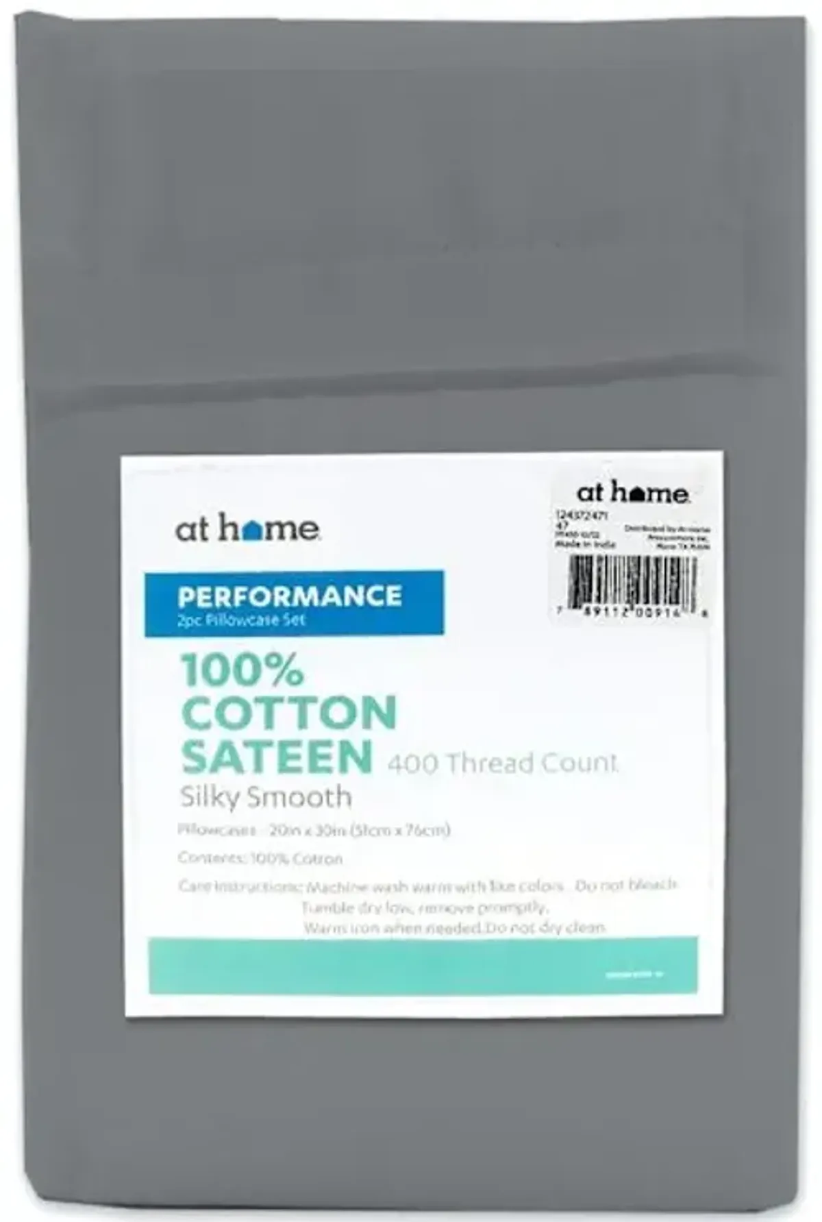 2-Piece Dark Grey 400 Thread Count Cotton Performance Pillowcase Set, Standard