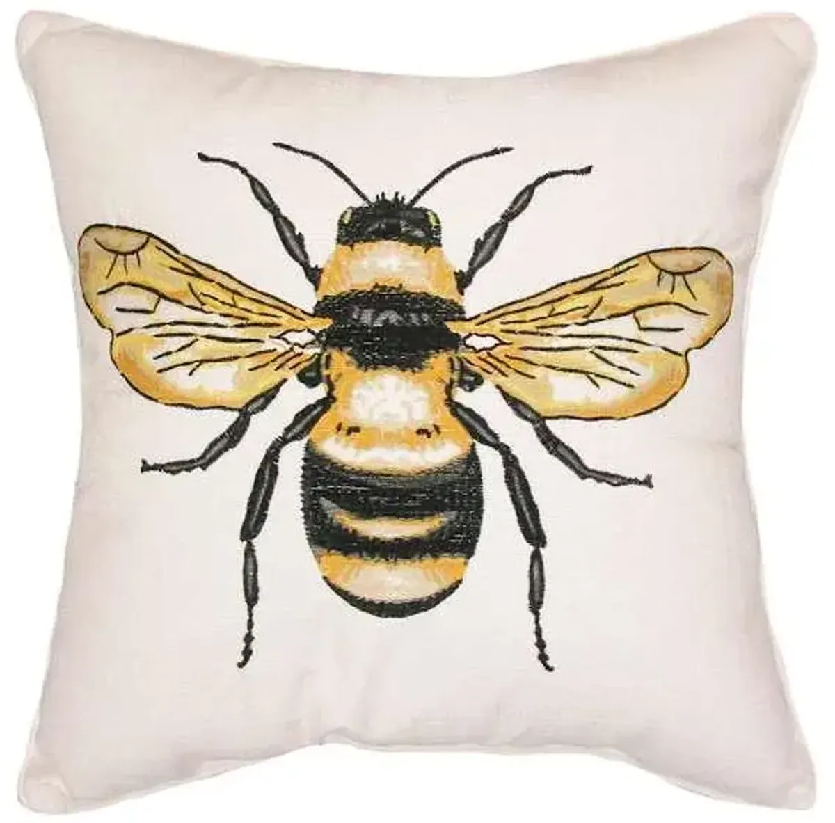 Honeybloom Queen Bee Embroidered Outdoor Throw Pillow, 20"