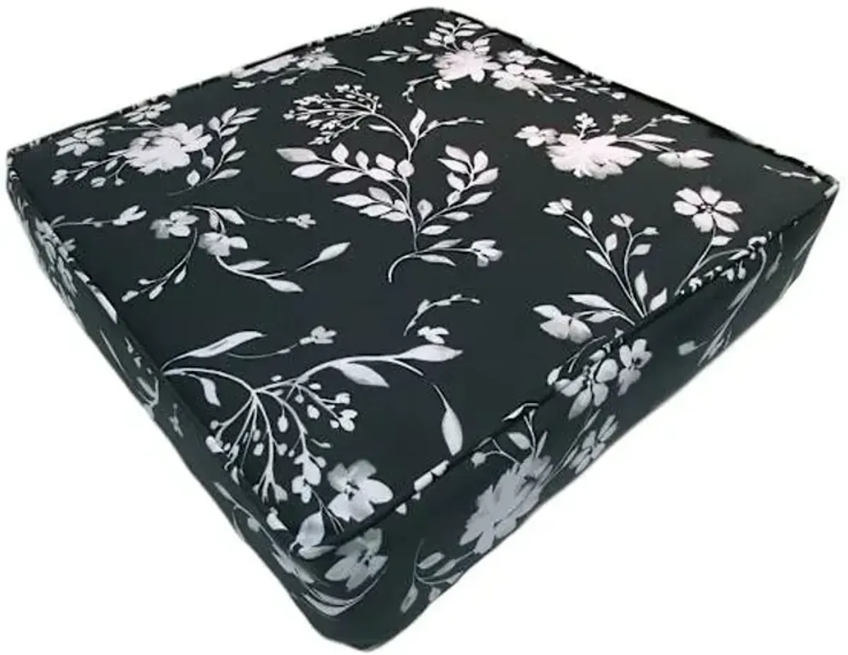 Black & White Floral Outdoor Deep Seat Cushion
