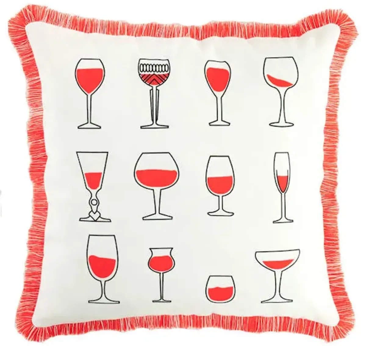 Rose Wine Glasses Square Outdoor Throw Pillow, 18"