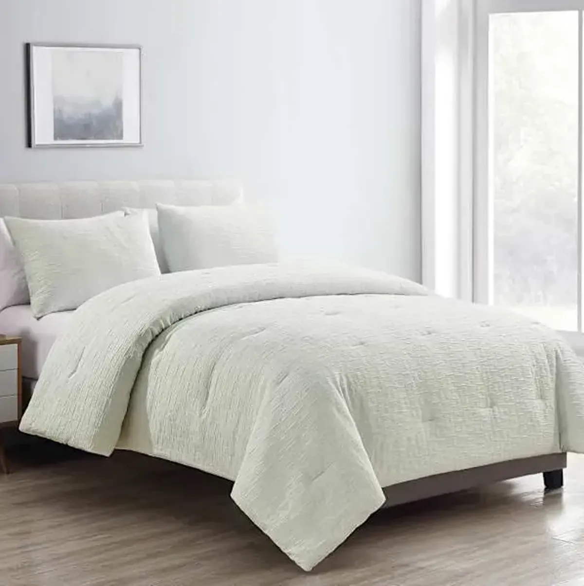 3-Piece Blue Polyester Woven Comforter Set, Full/Queen